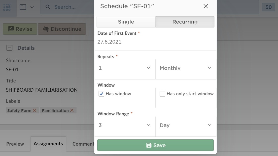 Schedule events