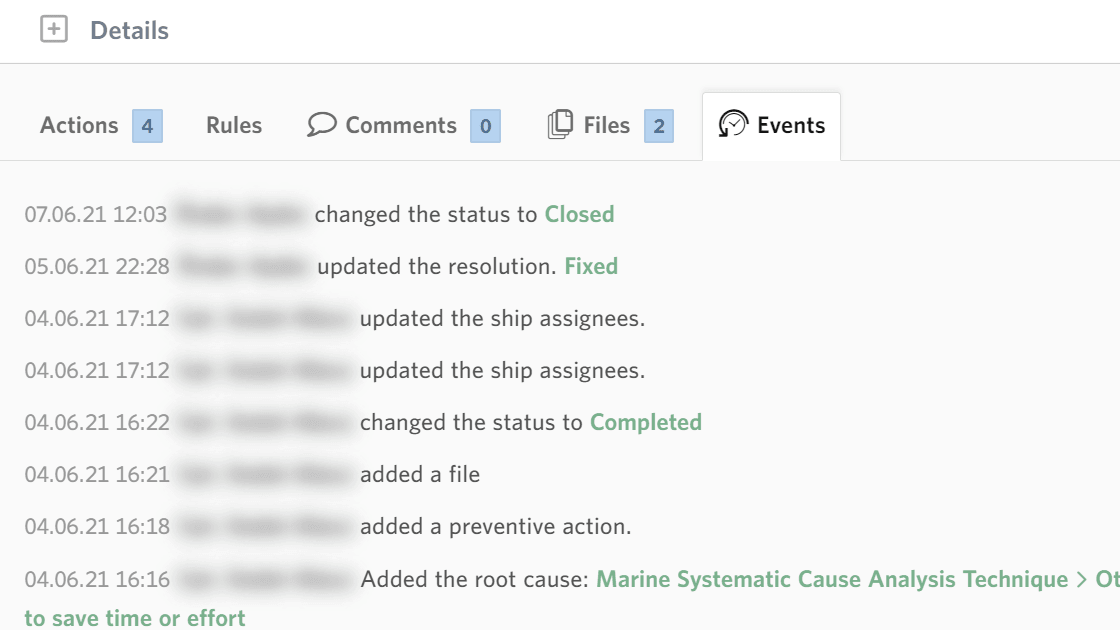event logs